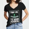 Alien Quote Take Me To Your Readers Sci-Fi Ufo Book Lover Women's Jersey Short Sleeve Deep V-Neck Tshirt