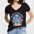 Alien Reader Reading Teacher Librarian Book Lover Women's Jersey Short Sleeve Deep V-Neck Tshirt Alien Reader Reading Teacher Librarian Book Lover Women's Jersey Short Sleeve Deep V-Neck Tshirt