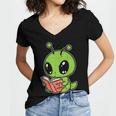 Alien Reading Book Believe In Yourself Kids Women Men Women's Jersey Short Sleeve Deep V-Neck Tshirt Alien Reading Book Believe In Yourself Kids Women Men Women's Jersey Short Sleeve Deep V-Neck Tshirt