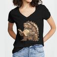 Alligator Snapping Turtle Reading A Book Women's Jersey Short Sleeve Deep V-Neck Tshirt Alligator Snapping Turtle Reading A Book Women's Jersey Short Sleeve Deep V-Neck Tshirt