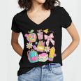 Apple Disco Pencil Books Bow Teacher Student Back To School Women's Jersey Short Sleeve Deep V-Neck Tshirt Apple Disco Pencil Books Bow Teacher Student Back To School Women's Jersey Short Sleeve Deep V-Neck Tshirt