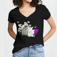 Asexual Book Lover LGBT Reading Pride Ace Flag Daisy Women's Jersey Short Sleeve Deep V-Neck Tshirt Asexual Book Lover LGBT Reading Pride Ace Flag Daisy Women's Jersey Short Sleeve Deep V-Neck Tshirt