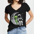 Astronaut Reading Book To Alien Moon Space Women Kids Men Women's Jersey Short Sleeve Deep V-Neck Tshirt Astronaut Reading Book To Alien Moon Space Women Kids Men Women's Jersey Short Sleeve Deep V-Neck Tshirt