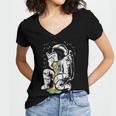 Astronaut Reading Book Space Galaxy Bookworm Men Women Kids Women's Jersey Short Sleeve Deep V-Neck Tshirt