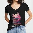 Axolotl Book Lover Librarian Reading Library Readers Women's Jersey Short Sleeve Deep V-Neck Tshirt