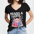 Axolotl Books Readsalotl Reading Bookworm Boys Girls Women's Jersey Short Sleeve Deep V-Neck Tshirt Axolotl Books Readsalotl Reading Bookworm Boys Girls Women's Jersey Short Sleeve Deep V-Neck Tshirt
