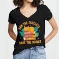 Ban The Fascist Save The Books For a Book Fan Women's Jersey Short Sleeve Deep V-Neck Tshirt