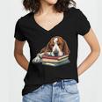 Basset Hound Books Dog Breed Graphic Women's Jersey Short Sleeve Deep V-Neck Tshirt Basset Hound Books Dog Breed Graphic Women's Jersey Short Sleeve Deep V-Neck Tshirt