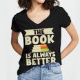 The Book Is Always Better Thriller Women's Jersey Short Sleeve Deep V-Neck Tshirt
