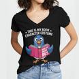 This Is My Book Character Costume Cute Pigeon Kids Reading Women's Jersey Short Sleeve Deep V-Neck Tshirt