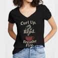 Book Dragon Fantasy Reader Cozy Reading Book Lover Dragon Women's Jersey Short Sleeve Deep V-Neck Tshirt Book Dragon Fantasy Reader Cozy Reading Book Lover Dragon Women's Jersey Short Sleeve Deep V-Neck Tshirt