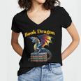 Book Dragon Mark Minson's Books Women's Jersey Short Sleeve Deep V-Neck Tshirt