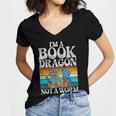 Im a Book Dragon Not a Worm Dragon Women's Jersey Short Sleeve Deep V-Neck Tshirt