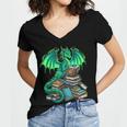 Book Dragon Reading Fantasy Women's Jersey Short Sleeve Deep V-Neck Tshirt