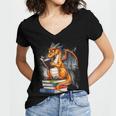 Book Dragon Reading Book Lover Women's Jersey Short Sleeve Deep V-Neck Tshirt Book Dragon Reading Book Lover Women's Jersey Short Sleeve Deep V-Neck Tshirt