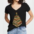 Book Lover Christmas Graphic For Librarians Women's Jersey Short Sleeve Deep V-Neck Tshirt