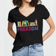 Book Lover Freedom Librarian Vintage Retro Reading Present Women's Jersey Short Sleeve Deep V-Neck Tshirt Book Lover Freedom Librarian Vintage Retro Reading Present Women's Jersey Short Sleeve Deep V-Neck Tshirt