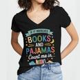 Book Lovers Reading Bedtime Cozy Pajama For Librarians Women's Jersey Short Sleeve Deep V-Neck Tshirt Book Lovers Reading Bedtime Cozy Pajama For Librarians Women's Jersey Short Sleeve Deep V-Neck Tshirt