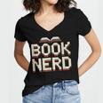 Book Nerd Retro Pixel Reading Librarian Aesthetic Women's Jersey Short Sleeve Deep V-Neck Tshirt