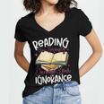 Book Reading Reading Can Seriously Damage Your Ignorance Women's Jersey Short Sleeve Deep V-Neck Tshirt