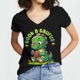 Book A Saurus Bookasaurus Dinosaur Book Girls Boys Toddler Women's Jersey Short Sleeve Deep V-Neck Tshirt
