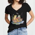 Book Shirt Frog Toad Fishing Vintage Book Frog Women's Jersey Short Sleeve Deep V-Neck Tshirt