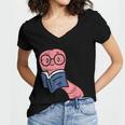 Book Worm Pun Read Reading Librarian America Men Women Kids Women's Jersey Short Sleeve Deep V-Neck Tshirt