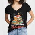 All Booked For Christmas Gingerbread Christmas Tree Book Kid Women's Jersey Short Sleeve Deep V-Neck Tshirt