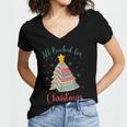 All Booked For Christmas Tree Book Bookish Christmas Women's Jersey Short Sleeve Deep V-Neck Tshirt
