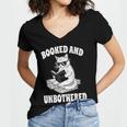 Booked And Unbothered Cat Reading Book Lovers Women's Jersey Short Sleeve Deep V-Neck Tshirt Booked And Unbothered Cat Reading Book Lovers Women's Jersey Short Sleeve Deep V-Neck Tshirt