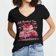 All Booked Valentine's Girly Teacher Coquette Love Women's Jersey Short Sleeve Deep V-Neck Tshirt All Booked Valentine's Girly Teacher Coquette Love Women's Jersey Short Sleeve Deep V-Neck Tshirt
