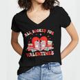 All Booked For Valentines Shirt Cute Book Lover Reading Women's Jersey Short Sleeve Deep V-Neck Tshirt