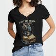 Bookish Quote I Am a Book Dragon Not a Worm Reading Book Women's Jersey Short Sleeve Deep V-Neck Tshirt