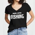 Books Coffee Fishing Women's Jersey Short Sleeve Deep V-Neck Tshirt