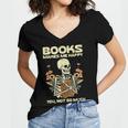 Books Make Me Happy Skeleton Read Reading Librarian Book Women's Jersey Short Sleeve Deep V-Neck Tshirt Books Make Me Happy Skeleton Read Reading Librarian Book Women's Jersey Short Sleeve Deep V-Neck Tshirt