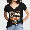 Books Are My Love Language Reading Lover Librarian Valentine Women's Jersey Short Sleeve Deep V-Neck Tshirt