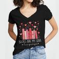 Books Are My Love Language Valentine Reads Bookish Club Women's Jersey Short Sleeve Deep V-Neck Tshirt