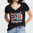 Books Are My Love Language Valentines Book Lover Librarian Women's Jersey Short Sleeve Deep V-Neck Tshirt Books Are My Love Language Valentines Book Lover Librarian Women's Jersey Short Sleeve Deep V-Neck Tshirt