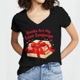 Books Are My Love Language Valentines Day For Books Lover Women's Jersey Short Sleeve Deep V-Neck Tshirt Books Are My Love Language Valentines Day For Books Lover Women's Jersey Short Sleeve Deep V-Neck Tshirt