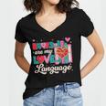 Books Are My Love Language Women's Jersey Short Sleeve Deep V-Neck Tshirt