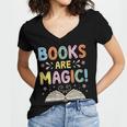 Books Are Magic Whimsical Retro Bookworm Women's Jersey Short Sleeve Deep V-Neck Tshirt Books Are Magic Whimsical Retro Bookworm Women's Jersey Short Sleeve Deep V-Neck Tshirt