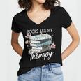 Books Are My Therapy Summer Reading Book Lovers Women's Jersey Short Sleeve Deep V-Neck Tshirt Books Are My Therapy Summer Reading Book Lovers Women's Jersey Short Sleeve Deep V-Neck Tshirt
