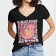 I Like My Books Spicy And My Coffee Icy Librarian Women's Jersey Short Sleeve Deep V-Neck Tshirt
