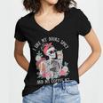 I Like My Books Spicy And My Coffee ICY Skeleton Women Women's Jersey Short Sleeve Deep V-Neck Tshirt