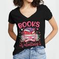 Books Are My Valentine Coquette Bow Book Flower Girl Women Women's Jersey Short Sleeve Deep V-Neck Tshirt Books Are My Valentine Coquette Bow Book Flower Girl Women Women's Jersey Short Sleeve Deep V-Neck Tshirt