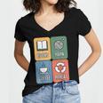 Books Yarn Coffee Repeat Crocheting Women's Jersey Short Sleeve Deep V-Neck Tshirt Books Yarn Coffee Repeat Crocheting Women's Jersey Short Sleeve Deep V-Neck Tshirt