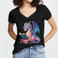 Bookworm Book Lover Women Girls Dragon Reading Women's Jersey Short Sleeve Deep V-Neck Tshirt Bookworm Book Lover Women Girls Dragon Reading Women's Jersey Short Sleeve Deep V-Neck Tshirt