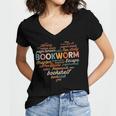 Bookworm Words Heart Book Lover Reader Reading Fun Women's Jersey Short Sleeve Deep V-Neck Tshirt