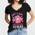 Bookworm Just A Girl Who Loves To Read Women's Jersey Short Sleeve Deep V-Neck Tshirt
