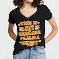 Bookworm This Is My Reading Pajama Book And Pajama Women's Jersey Short Sleeve Deep V-Neck Tshirt
